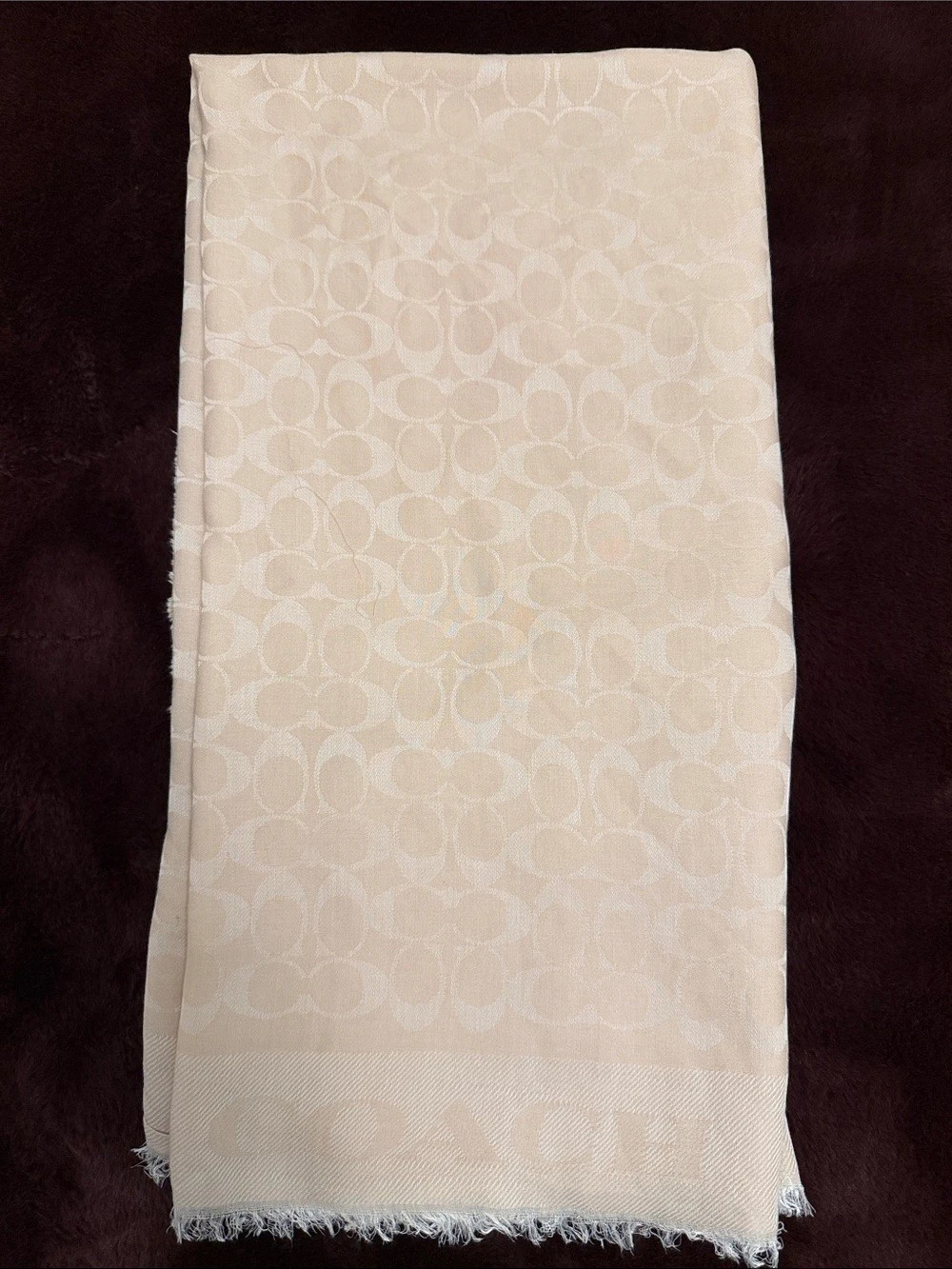 Coach Signature Jacquard Oversized Square Scarf in Cream